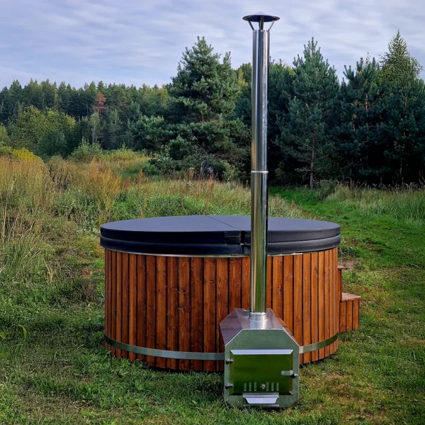 Detail termoizolačního víka koupacího sudu Elite O-sud XL s černým povrchem a dvojitými zipy